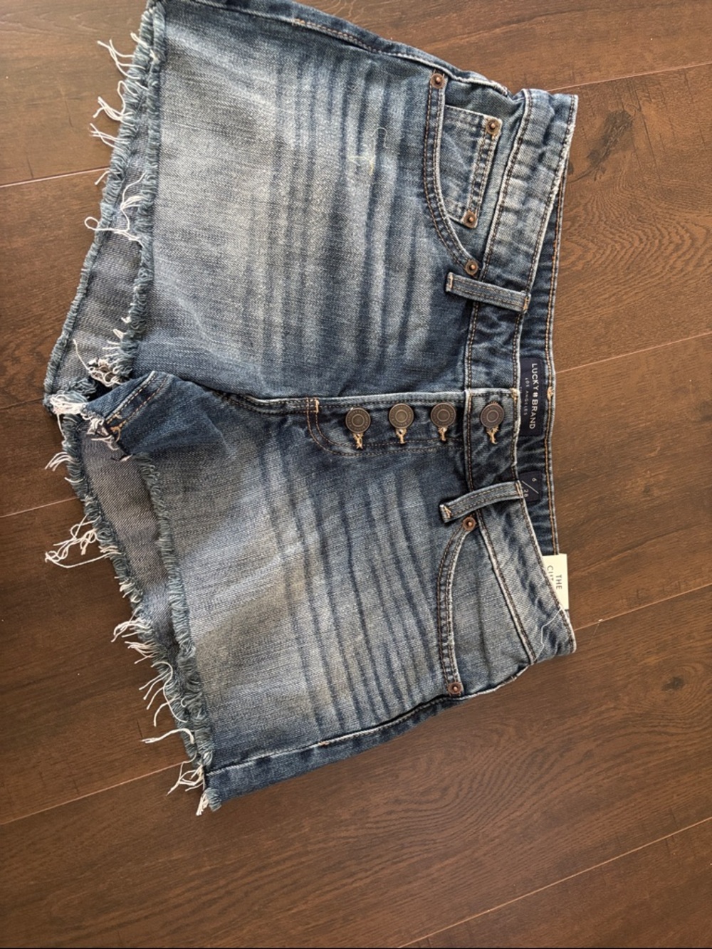 Lucky Brand Cut Off Frayed Denim Shorts - Medium Wash